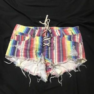 Billabong rainbow denim shorts
